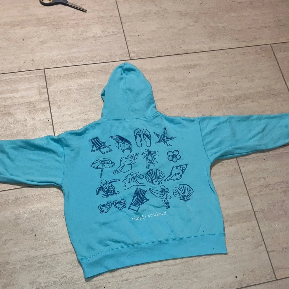 Simply Southern Aqua Hoodie Beach - Picture 6 of 7